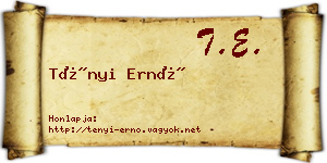 Tényi Ernő névjegykártya
